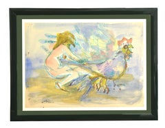 Woman and Chicken - Mixed Media by M. Maccari - 1960s