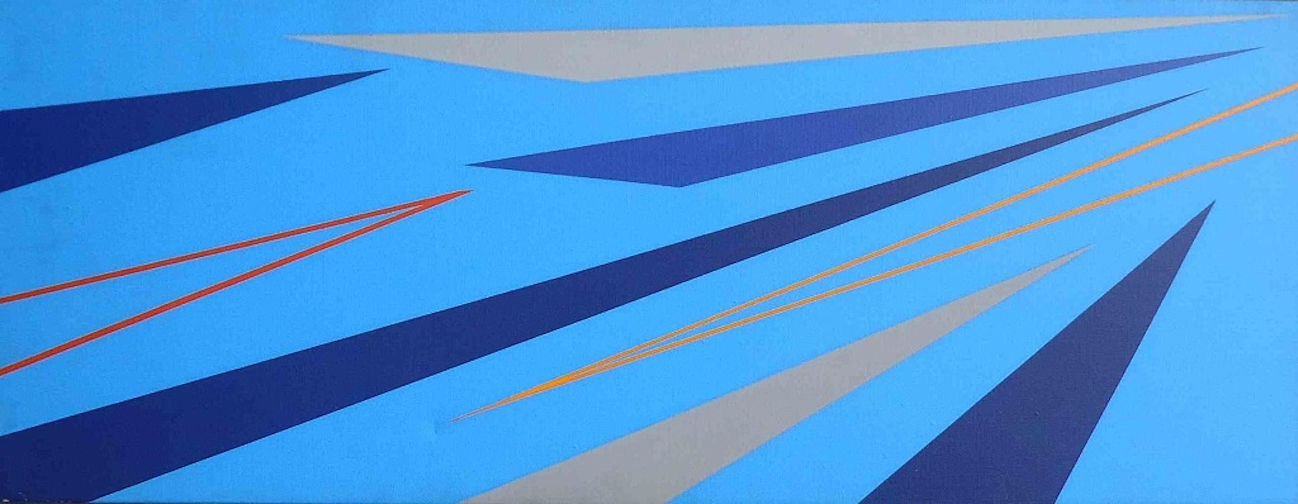 Blue Composition - Oil on Canvas by Marcello Grottesi - 1977 For Sale 1