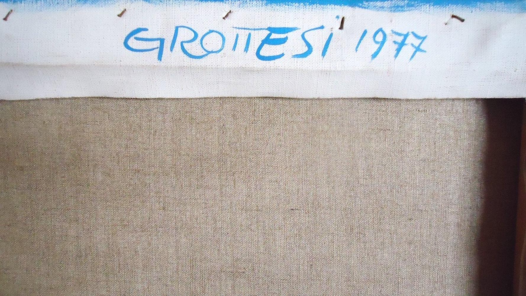 Blaue Komposition – Öl auf Leinwand von Marcello Grottesi – 1977 im Angebot 3