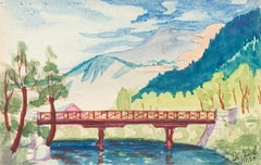 The Bridge - Watercolor on Paper by J.-R. Delpech - 1934