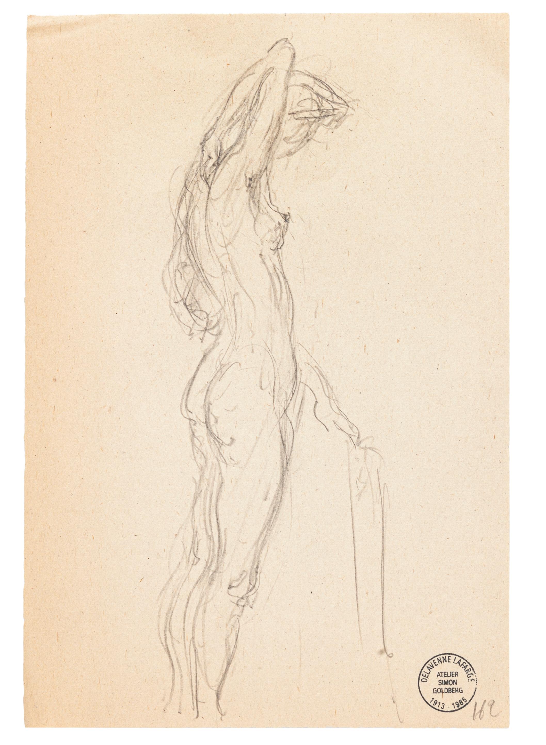 Nude - Original Pencil Drawing by S. Goldberg - Mid 20th Century - Art by Simon Goldberg