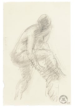 Man - Original Pencil Drawing by S. Goldberg - Mid 20th Century