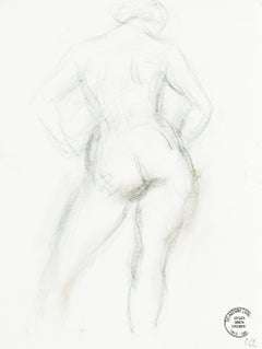 Desnudo - Dibujo original a lápiz de S. Goldberg - Mediados del siglo XX