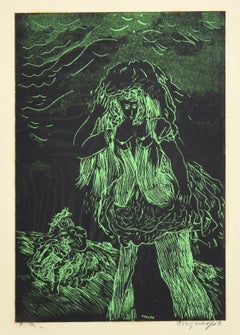 Donna verde - Xilografia di Guelfo - 1959