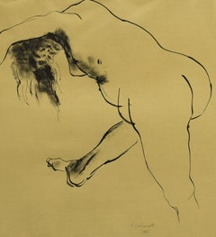 Nude - China Ink Drawing - 1965