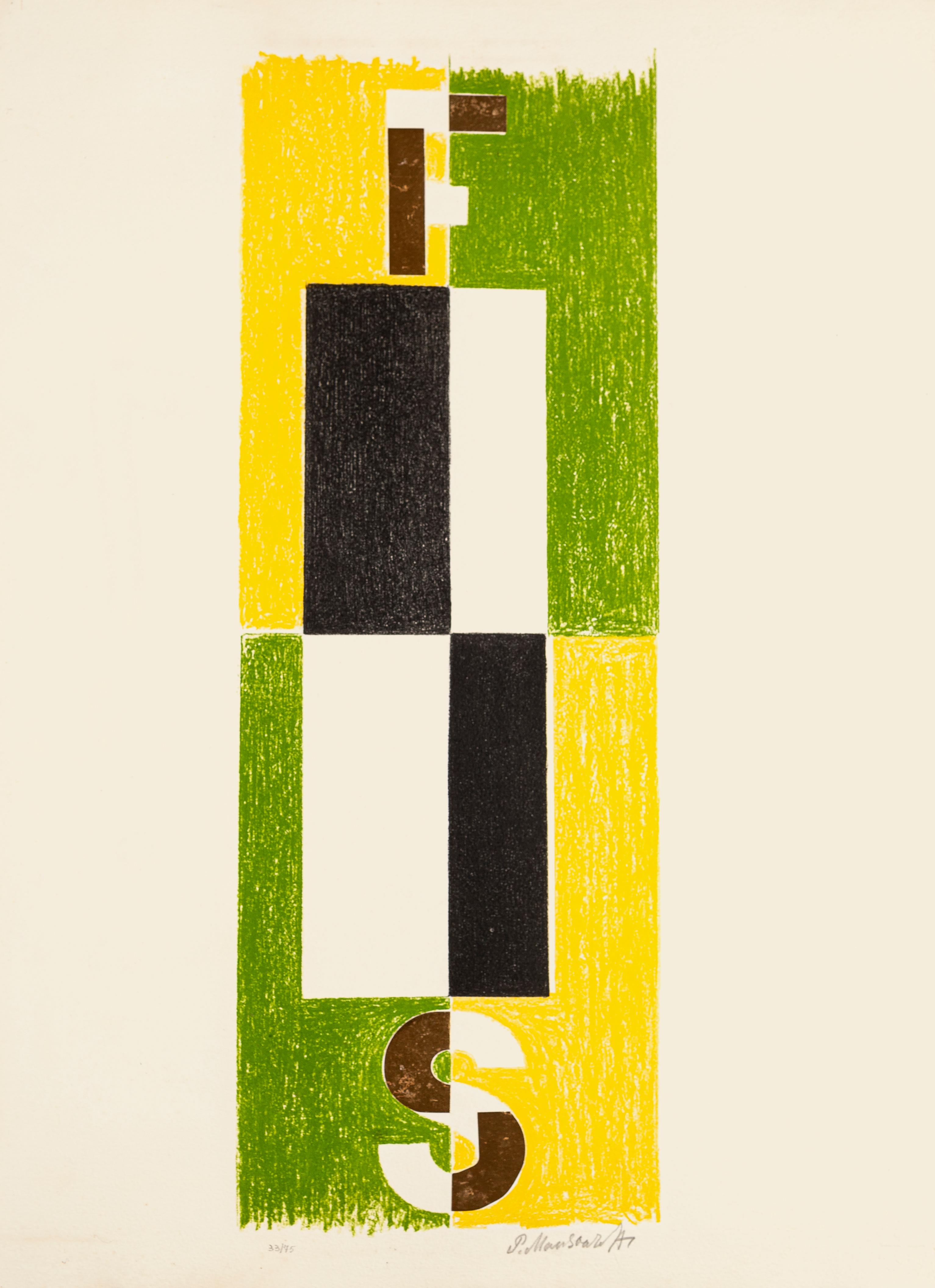 Composition - Lithographie d'Evans Mansouroff - 1970