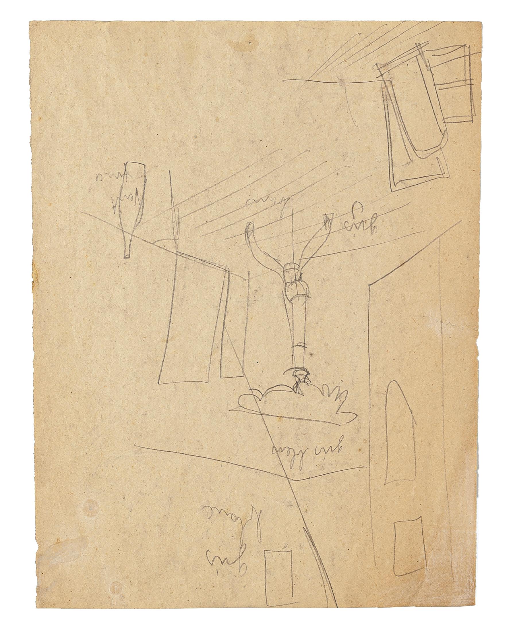 Figuras - Dibujo original a lápiz - Mediados del siglo XX - Art de Unknown