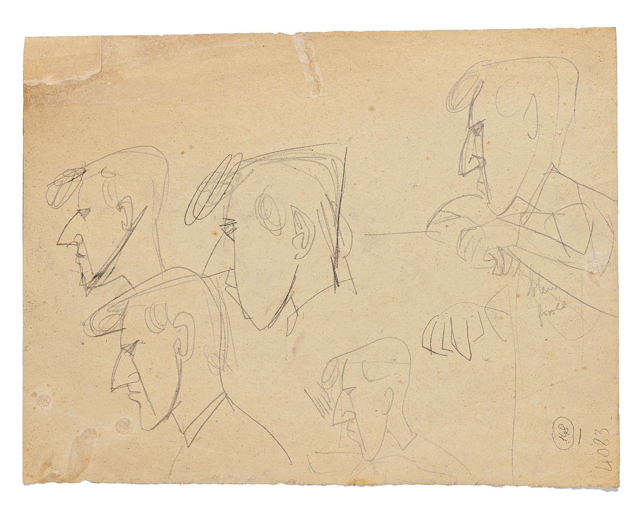 Figures - Original Pencil Drawing - Mid 20th Century