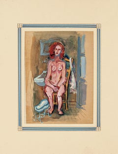 Nude Frau - Original Tempera und Aquarell von Primo Zeglio - 1930er Jahre