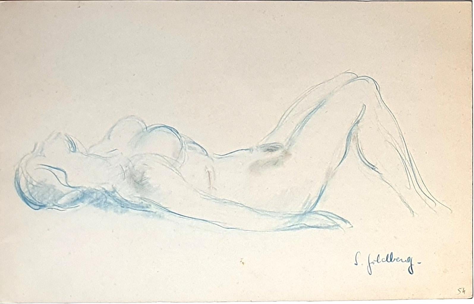 Nude - Original Pastel by S. Goldberg - Mid 20th Century - Art by Simon Goldberg