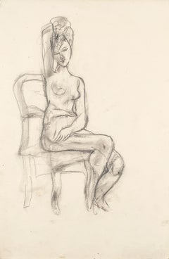 Nude - Original Pencil Drawing by Jeanne Daour - Mid 1900