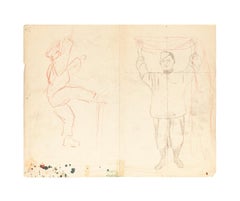 Figures - Original Pencil and Pastel Drawing - Early 20th Century