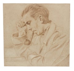 Portrait - Dessin au crayon de Pierre Daboval - fin du XXe siècle