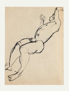 Nude - Original China Ink Drawing - Mid 20th Century