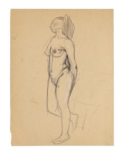 Nu - Dessin original au crayon de Jeanne Daour - Années 1950