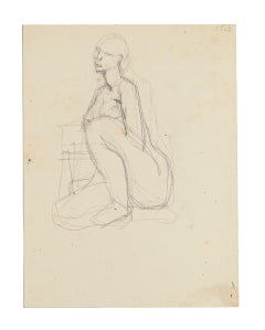 Nude - Original Pencil Drawing by Jeanne Daour - 1950s