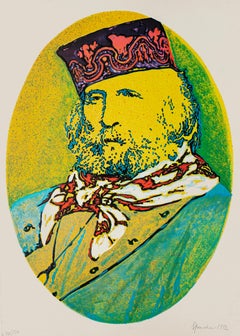 Portrait of Giuseppe Garibaldi - Original Screen Print by G.G. Spadari - 1982