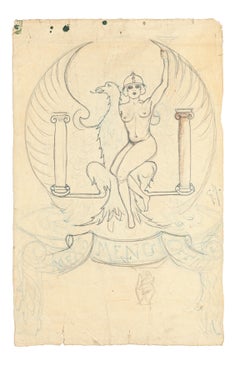 Antique Victory - Pencil and Pastel Drawing - Early 1900