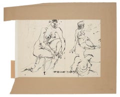 Nude  - Original Ink Drawing by Sergio Barletta - 1959