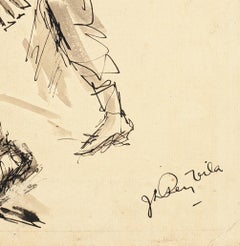 Mujeres - Tinta china original y acuarela de J.L. Rey Vila - Años 50