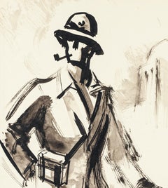 Mujeres - Tinta china original y acuarela de J.L. Rey Vila - Años 50