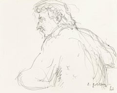 Portrait - Original Pen Drawing by S. Goldberg - Mid 20th Century