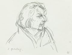 Porträt - Original-Bleistiftzeichnung von S. Goldberg - Mitte des 20. Jahrhunderts