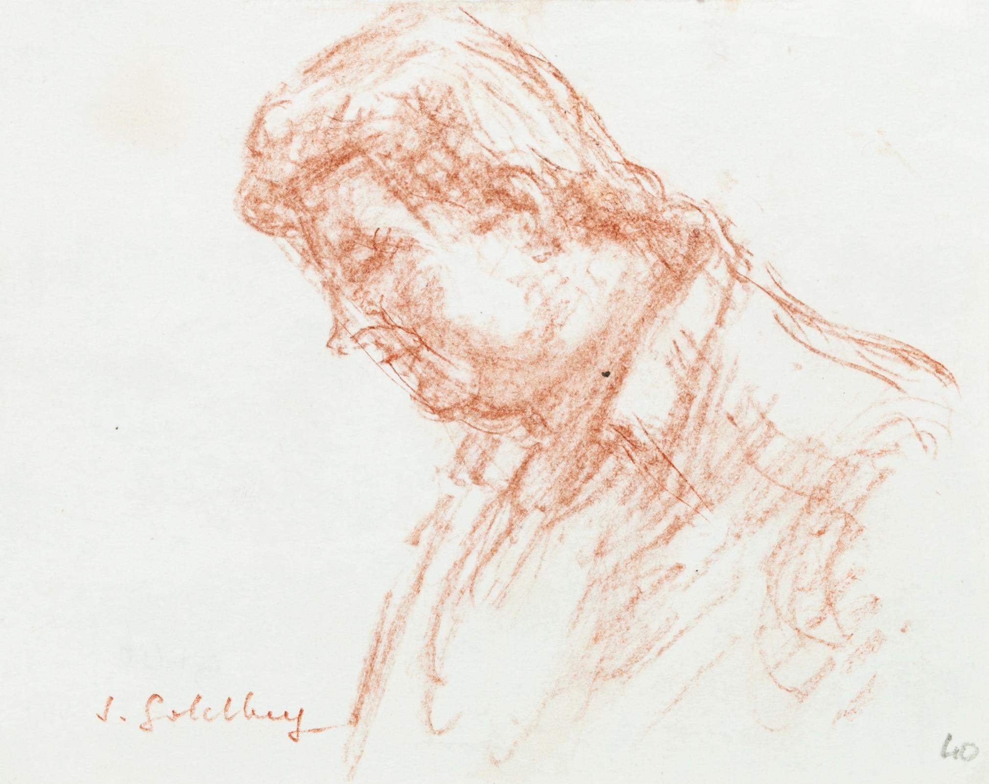 Simon Goldberg Portrait – Porträt - Original Pastell von S. Goldberg - Mitte des 20. Jahrhunderts