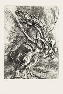 marcel chirnoaga Winged Horse - Original Etching by M. Chirnoaga - Late 20th Century