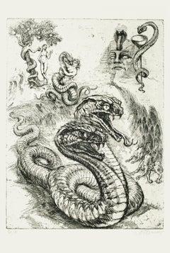 Vintage Serpent - Etching by M. Chirnoaga - Late 20th Century