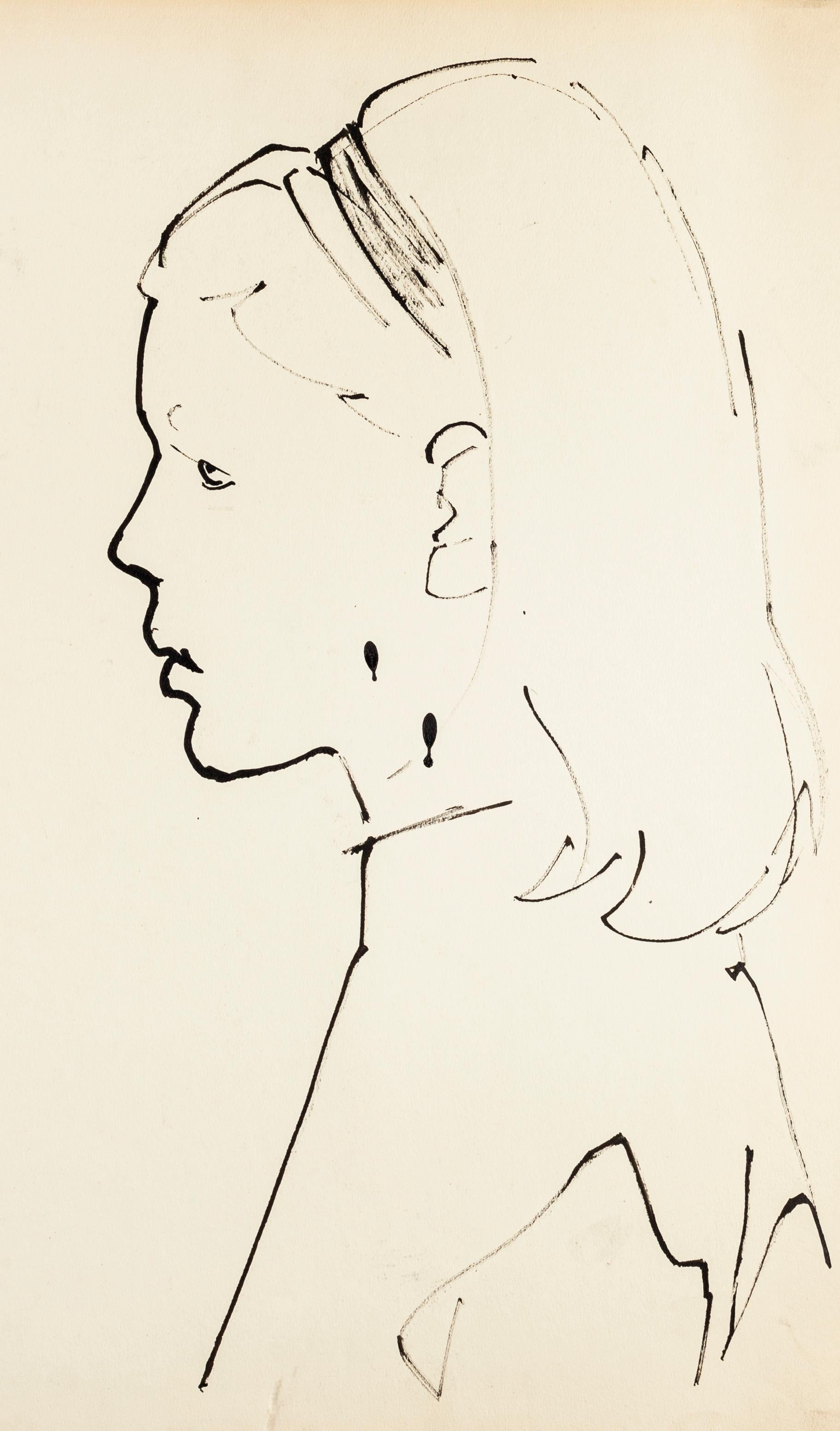 Portrait - Original Oil Pastel by T. Gertler - 1950s
