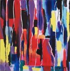 Composition abstraite - Acrylique sur panneau de M. Goeyens - XXIe siècle