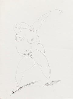 Nude - Pen Drawing by Boris Ravitch - Mid 20th Century