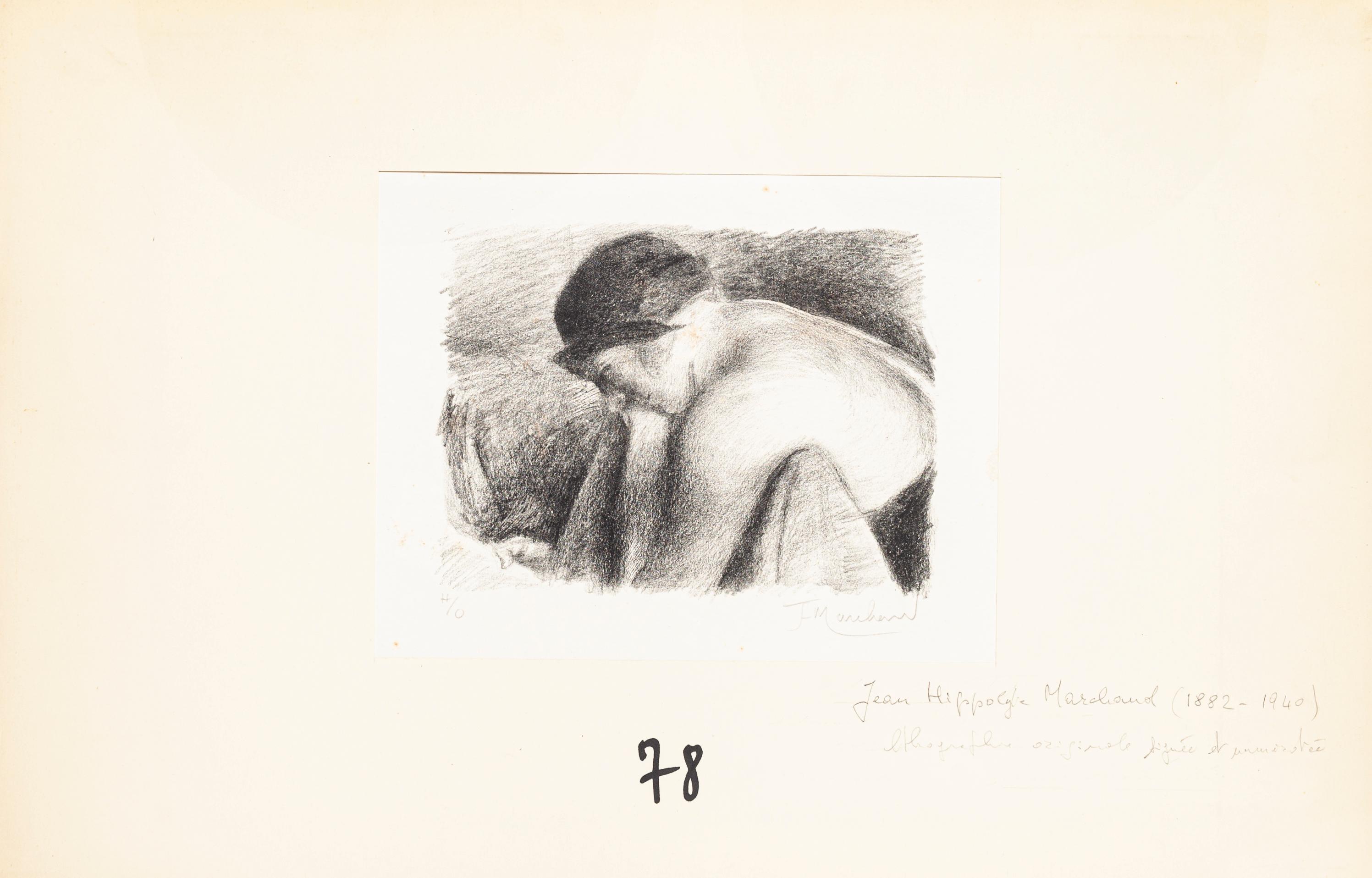 Female Figure with Hat - Original Lithograph by J.H. Marchand - 1920 ca. - Print by Jean Hippolyte Marchand