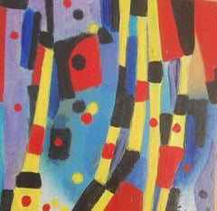 Composition abstraite - Huile sur table de M. Goeyens - Années 2000