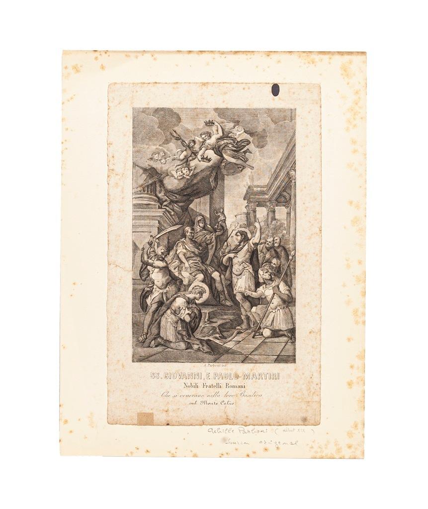 Saints John and Paul - Original Etching by Achille Parboni - 1820