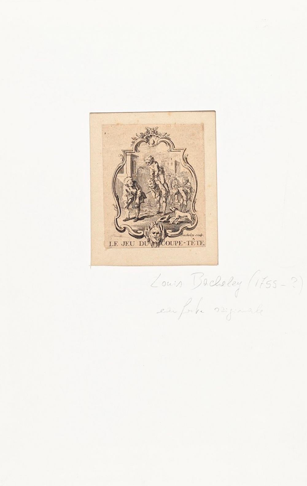 The Game of the Head - Etching by L. Bacheley - Late 18th Century - Print by Luis Bacheley