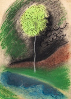 The Tree - Original Pastel on Paper by Pierre Segogne - 1950s