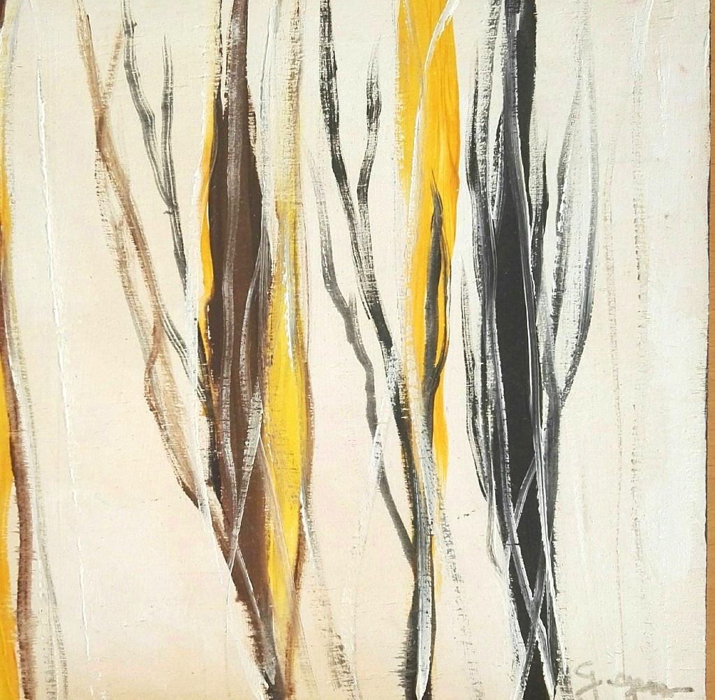 Martine Goeyens Abstract Painting - Black and Brown Trees - Acrylic on Table by M. Goeyens - 2019