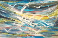 Flight of Seagulls (Flying of Seagulls) - Acrylique sur contreplaqué par M. Goeyens - 2018