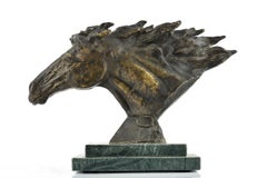 Bust of a Horse - Original Bronze Sculpture by D. Mazzone - 1990s