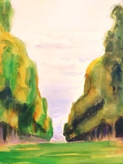 Il viale alberato - Acquerello originale su carta di Pierre Segogne - 1930