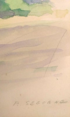 Il viale alberato - Acquerello originale su carta di Pierre Segogne - 1930