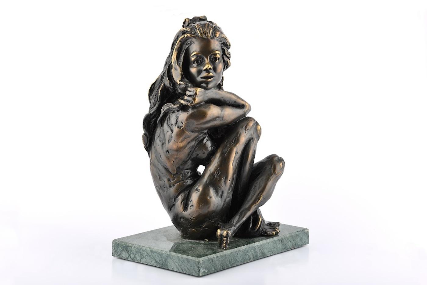 Costanzo Mongini Figurative Sculpture - A Swedish Girl - Bronze Sculpture by C. Mongini - Late 1900
