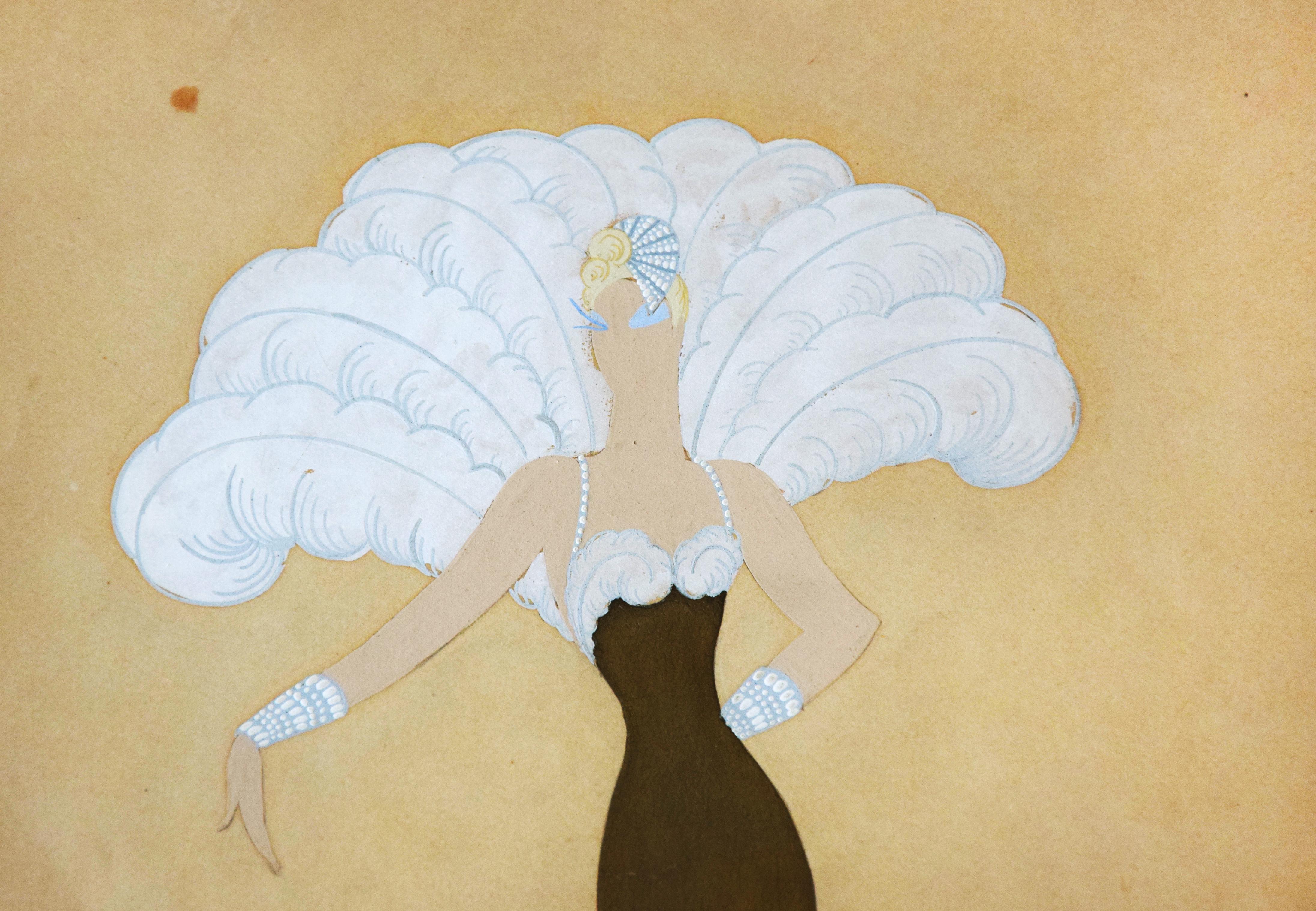Miss Tapsy - Original Pencil, Markers and Tempera by Erté - 1940s 2