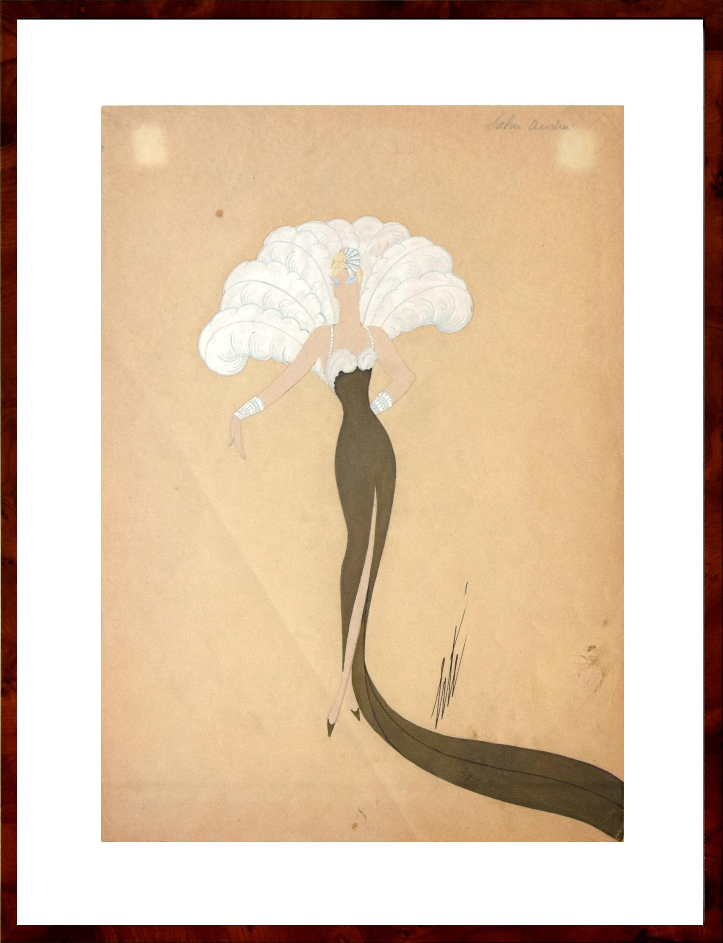 Miss Tapsy - Crayon original, marqueurs et tempera par Erté - 1940s 4