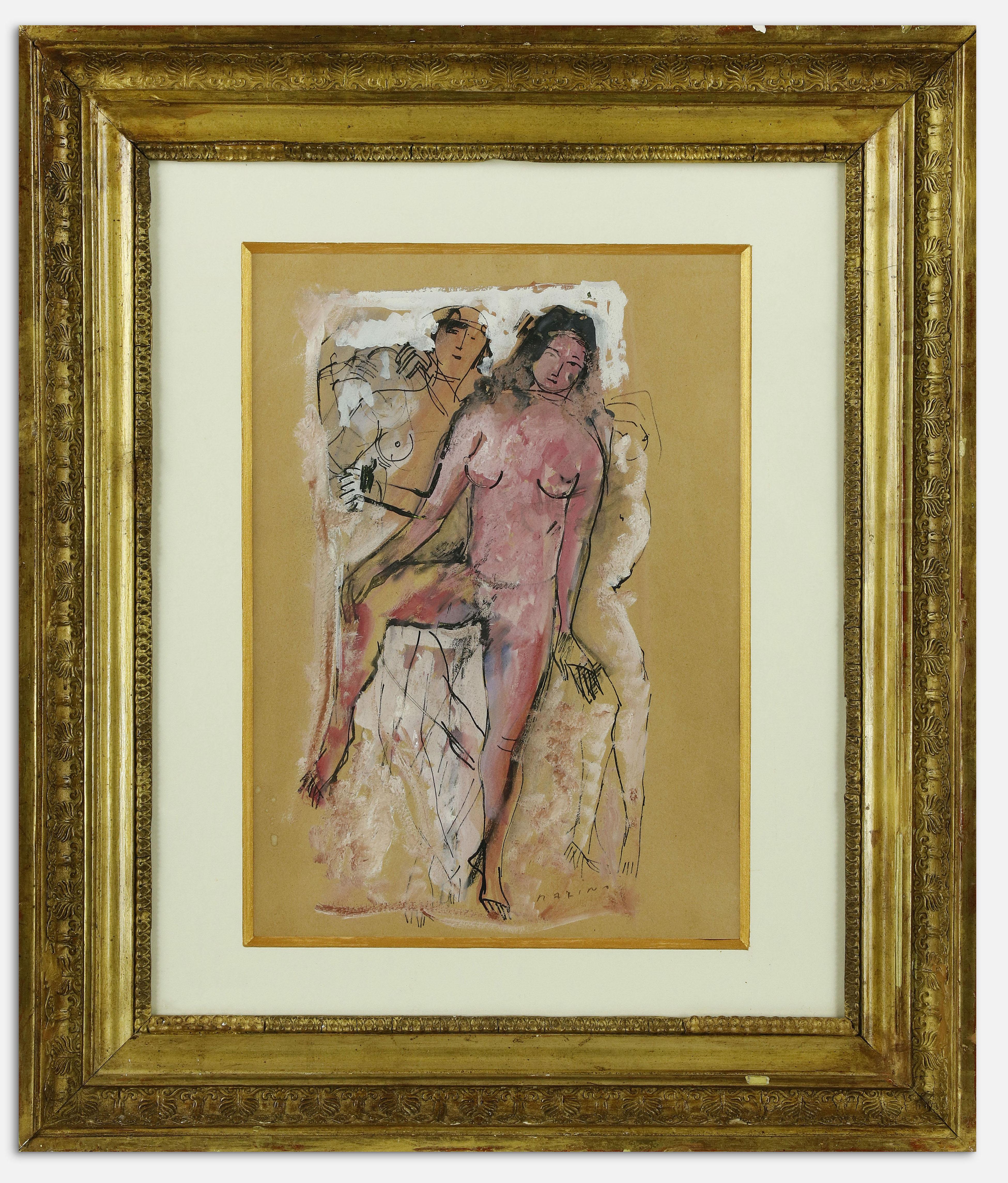 Nude of Woman - Mixed Media by Marino Marini - 1930s For Sale 1