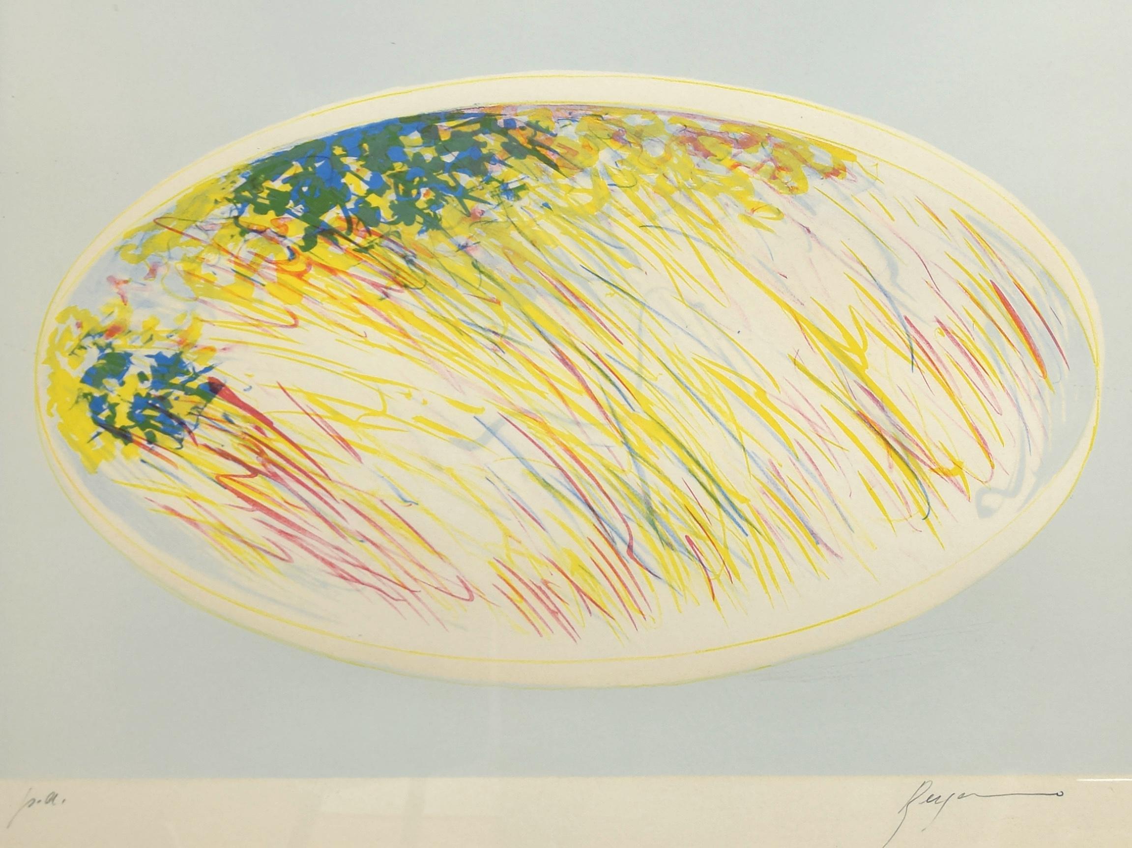 Yellow Oval is an original mixed colred lithograph realized by Danilo Bergamo in the second half of XX century.

Hand signed on the lower right margin. 

Artist's proof.

Includes frame: 55.5 x 2 x 70 cm

Good conditions.

Danilo Bergamo (1938)