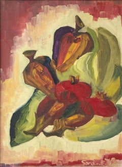 Still Life - Original Oil on Board by E. Sardini - 1972