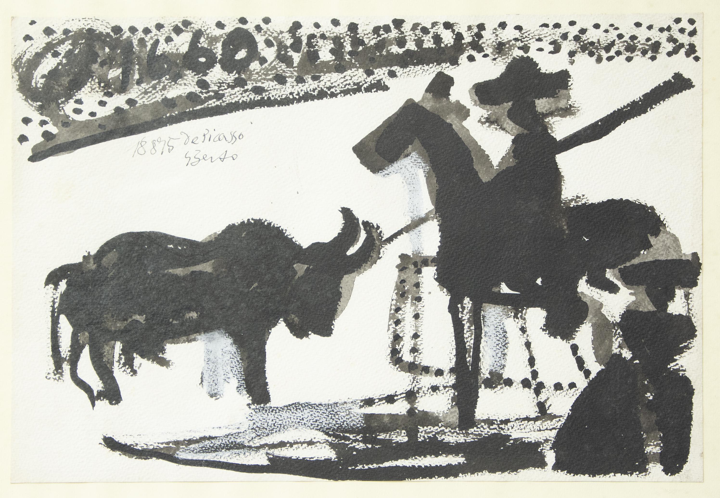 Homage to Picasso – Mixed Media von G. P. Berto – 1975